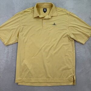 Footjoy FJ Mens Large Golf Polo Shirt Yellow Black Stripe Short Sleeve Casual
